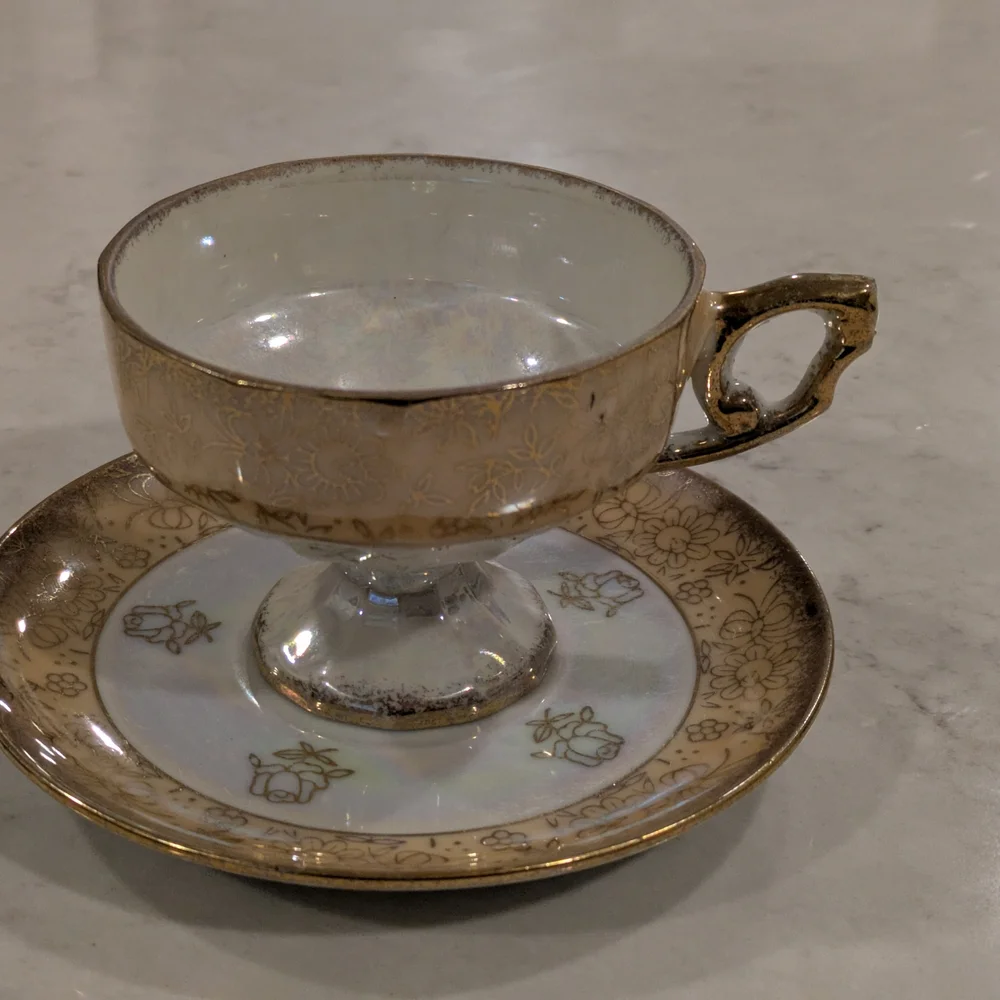 Vintage Gold and White Teacup and Saucer Set